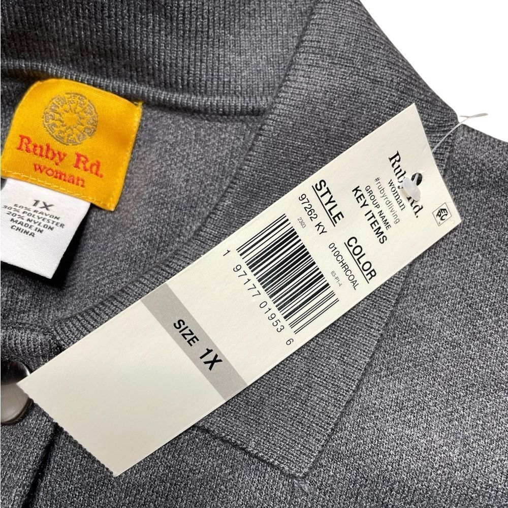 NWT Ruby Rd. Solid Sweater Jacket Charcoal Gray S… - image 5